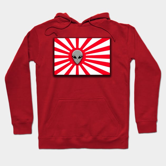 Alien Rising Sun Hoodie by Wickedcartoons